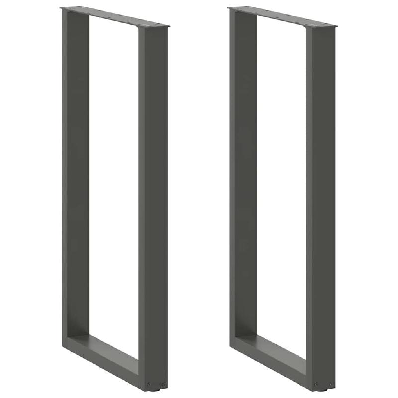 Helloshop26 - Lot de 2 pieds de table de bar en U réglables 60 x 110 cm design moderne stabilité accrue en acier anthracite 02_0057490 - acier 30002_0