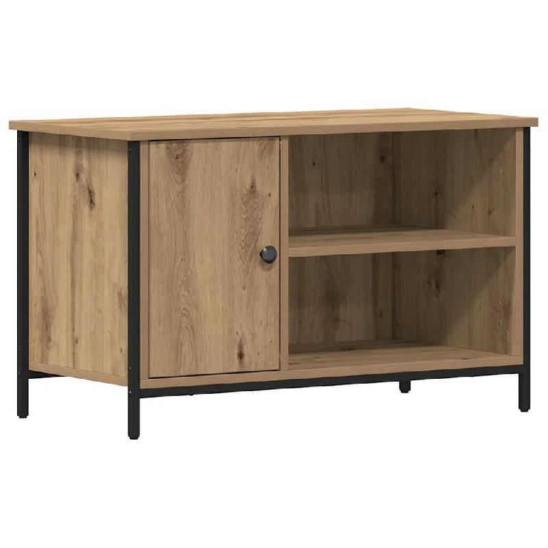 Helloshop26 - Meuble TV rectangulaire avec rangement efficace 80 x 40 x 50 cm en bois d'ingénierie chêne artisanal 02_0051824 - Bois massif 30002371_0