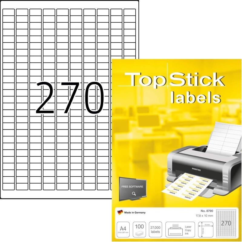 HERMA 27000 étiquettes blanches Top Stick, format 17,8 x 10 mm (100 feuilles A4 / cdt) - 4023145087909_0
