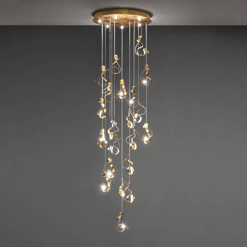 KNIKERBOKER CURVE SUSPENSION LED 20 LAMPES DORÉE