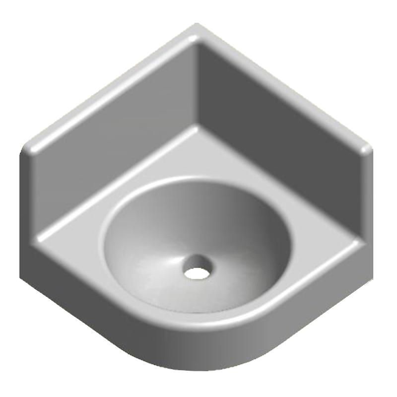 Lave-mains monobloc en angle Nancy 400 x 400 - autoportant, Gel Coat antibactérien, résistant et réparable_0