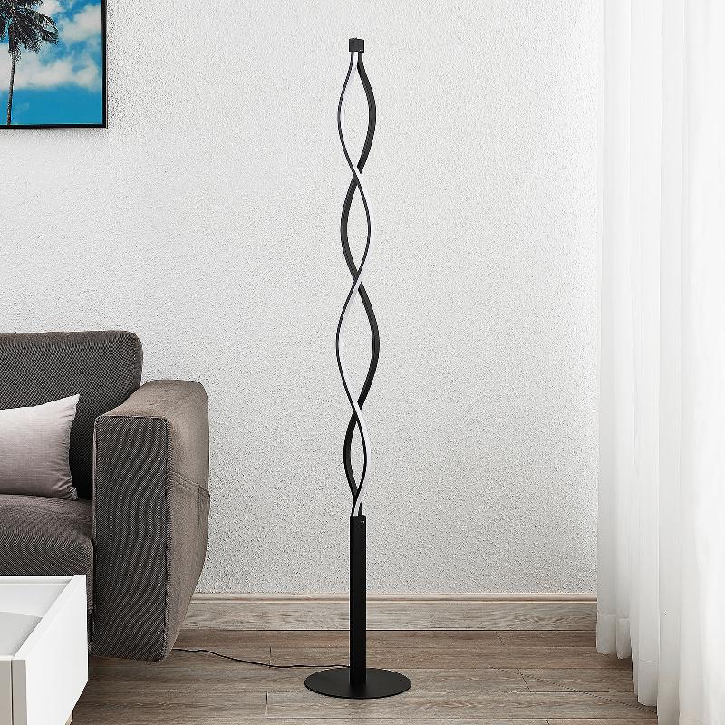 LINDBY LAMPE SUR PIED LED WELINA, NOIR, 150 CM, INTENSITÉ VARIABLE