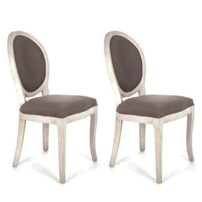 Lot De 2 Chaises Médaillon Cléon Taupe Gris Paris Prix