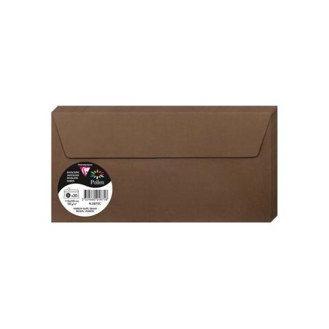 LOT DE 2 - PAQUET DE 20 ENVELOPPES POLLEN 110X220MM 120G/M2 - MARRON TAUPÉ