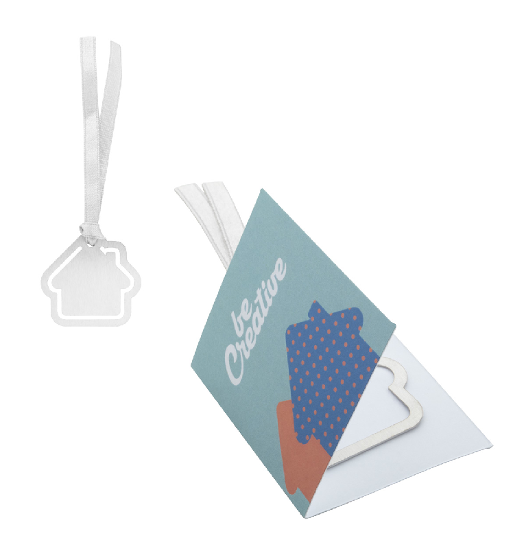 Marque-page en acier inoxydable avec ruban argenté - Carte de vœux sur mesure avec impression numérique_0