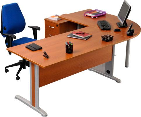 PACK BUREAU DROIT 160CM+ANGLE+ BUREAU 80CM+CAISSON 3 T QUATUOR HÊTRE/ANTHRACITE - MANUTAN COLLECTIVITÉS