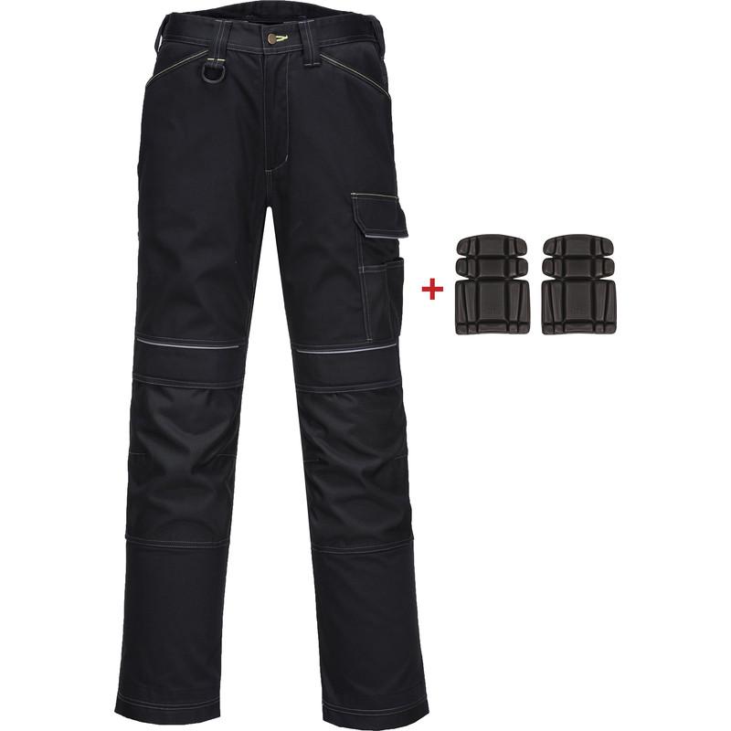 PANTALON DE TRAVAIL PW3 + PROTÈGE-GENOUX PORTWEST 48 NOIR