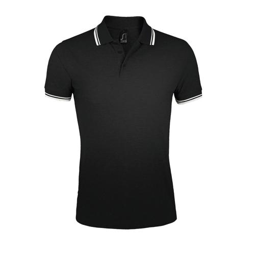 POLO PERSONNALISABLE HOMME EN COTON PEIGNÉ NOIR/BLANC