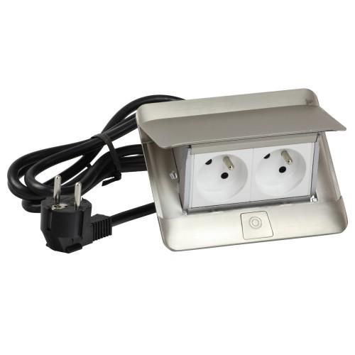 MULTIPRISES À ENCASTRER - AVEC COUVERCLE - PW - 2X2P+T INOX PLANET WATTOHM