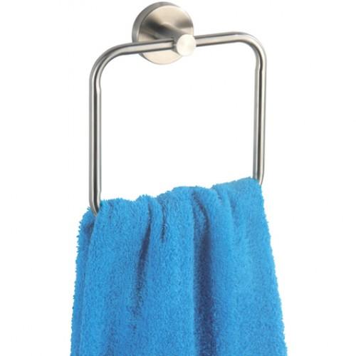 PORTE SERVIETTE MURAL - BOSIO - ANNEAU CARRÉ - ACIER INOX MAT WENKO