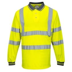 Portwest - Polo manches longues en maille nid d'abeilles HV Jaune Taille L - L jaune polyester 5036108181759_0