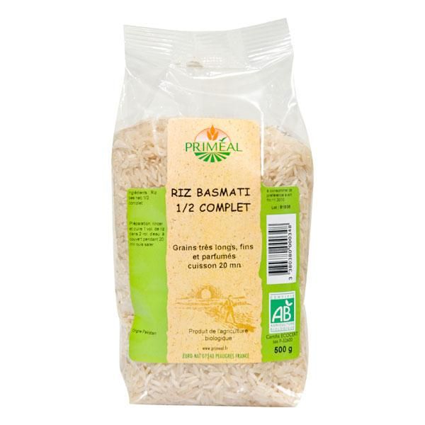 PRIMÉAL RIZ BASMATI 1/2 COMPLET 500 G RIZ BIO ET ÉQUITABLE