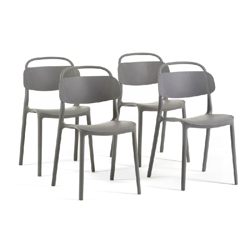 RATTATAN Lot de 4 chaises empilables pour intérieur et extérieur en résine, avec poignée intégrée, pour cuisine, jardin, bar et restaurant - Bre_0