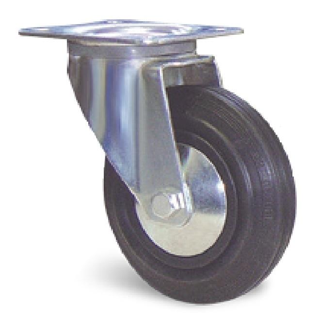 Roulette portroll et manuroll caoutchouc noir à platine pivotante 160mm - GUITEL HERVIEU - 700136 - 867340_0