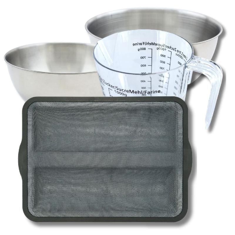 Set pâtisserie avec moule 2 baguettes de pain 36 x 26 cm en silicone, 2 bols à mixer, verre mesureur et spatule Zenker - noir silicone 3176239937800_0