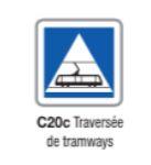 Panneau de signalisation d'indication - Type C20c - Traversée de tramways - Formats de 350 à 1500 mm_0