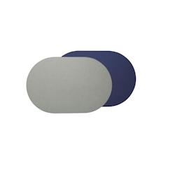 Stil Casa, set de 12 chemins de table bicolores, polyuréthane cousu, 58xh. 38 cm, finition dollar couleur bleu clair/bleu. - RUN5838-IB_0