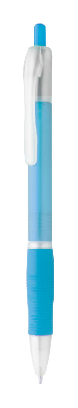 Stylo à bille en plastique - grip en caoutchouc - encre bleue - couleur bleu clair_0