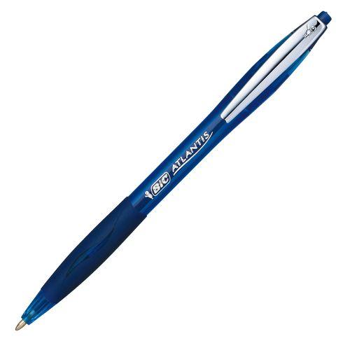 LOT DE 2 - STYLOS BILLE BIC ATLANTIS SOFT RÉTRACTABLE POINTE 1 MM - ÉCRITURE FINE BLEU