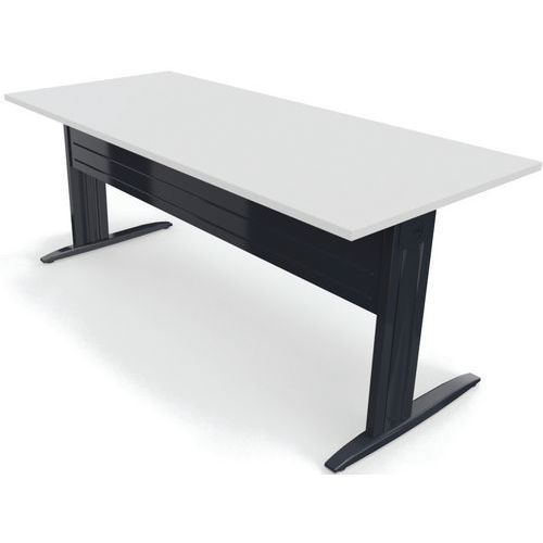 TABLE PIED L AVEC CARTER 180X80 CM GRIS ANTHRACITE/BLANC - EOL