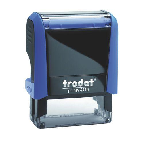 TAMPON TEXTE PERSONNALISABLE PRINTY 4910 TRODAT MONOCHROME 2 LIGNES - BLEU