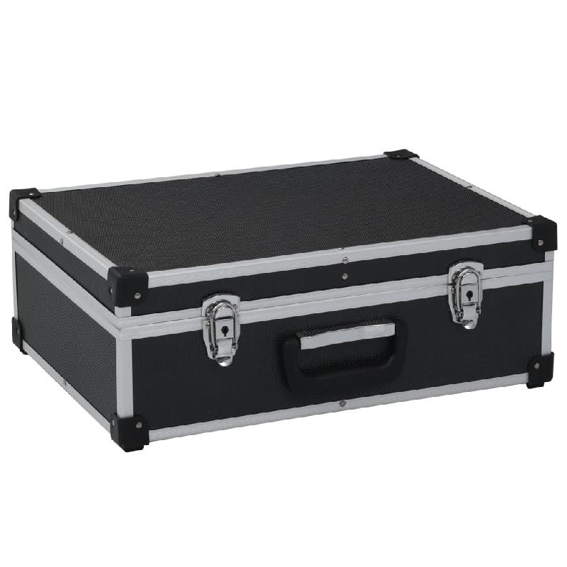 Valise à outils en aluminium - Boîte de rangement portable 46 x 33 x 16 cm - 6 compartiments et 17 poches - Noir - 02_0003269_0