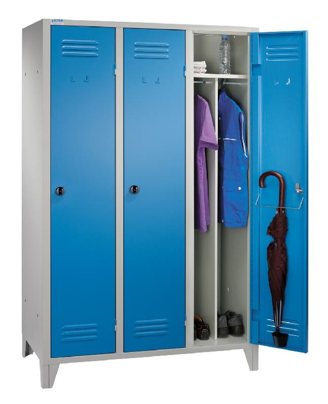 Vestiaire métallique Parma 3 casiers - Industrie salissante - Bleu RAL 5012_0