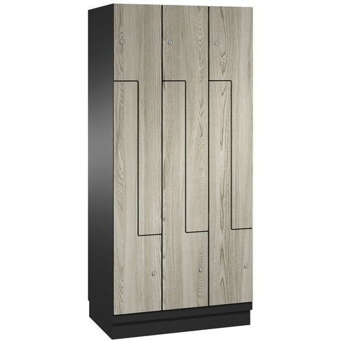 VESTIAIRE S/SOCLE3 COL. DE 300 MM 6 PORTES EN L 7021/FRÊNE 900 X1950 - CP