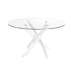 AC ANGEL CERDA Angel Cerdá Table à manger ronde verre trempé et acier blanc 1138C Ø140 x 75 - blanc verre 8435631028970_0