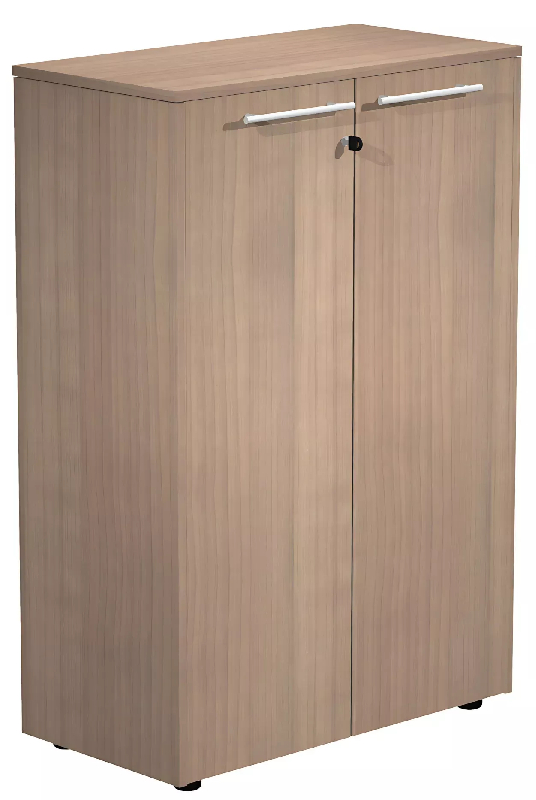 Armoire 2 portes mélaminé à serrure - 2 étagères - L. 83 P. 43 x H. 120 cm So Flora - Noyer Naturel_0
