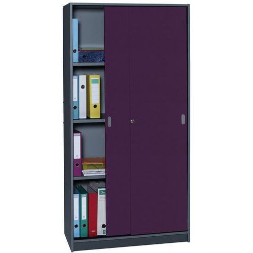 Meuble-classeur Métallique Boston HWC-F41 90x90x45 Cm - Portes Coulissantes, étagère Réglable, Couleur Anthracite