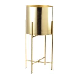 Aulica Cache Pot Dore Sur Pied Grand Modele 26X26X60Cm - 602102_0