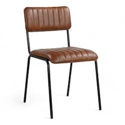 Bistromania Chaise en cuir YORK - Marron - Pieds noirs - KH004_0