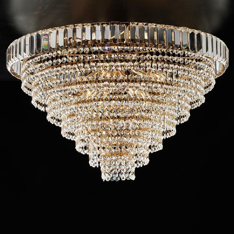 Bonetti Illumina Vladimir Plafonnier en fer et laiton doré avec strass 8 lumières H.43 d.62 BL263-PL8-OR - doré 8050713217556_0