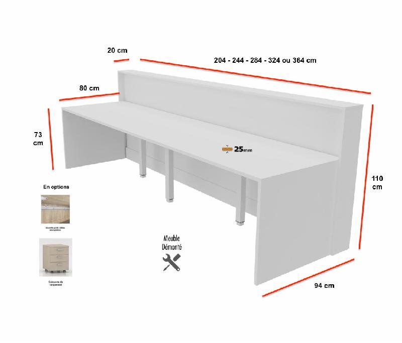 Bureau d'Accueil 2 Personnes LED Eira | Mobel Linea - Oui, 364, Blanc/ chêne veiné_0