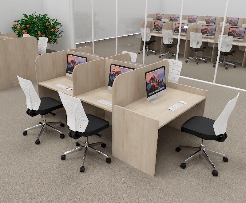 Bureau de call center version double 5 personnes avec poste pour superviseur. - Acacia clair, 5 places_0