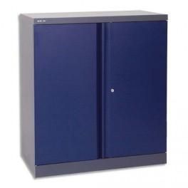 BYSLEY ARMOIRE BASSE DÉMONTÉE CORPS GRIS/CLAIR, PORTES+TABLETTES BLEU OXFORD L 91,4 X H 101,6 X P 45,7 CM