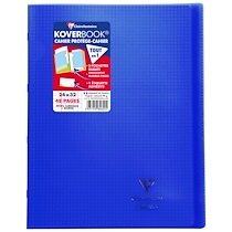 CAHIER PIQUÉ KOVERBOOK 24X32CM 48 PAGES PETITS CARREAUX + MARGE COUVERTURE POLYPROPYLÈNE TRANSPARENT - BLEU MARINE - LOT DE 10