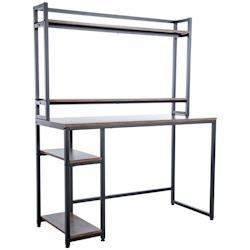 Décoshop26 Bureau table d'ordinateur avec étagère et espaces de rangement design en bois et métal noir 10_0005521 - noir 3000252688060_0