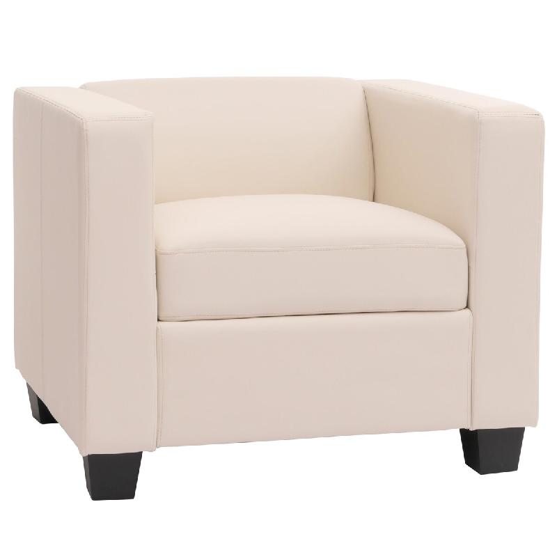 Décoshop26 - Fauteuil lounge relax design moderne avec accoudoirs assise rembourrée confortable en similicuir blanc 04_0011554 - blanc 3000268640472_0