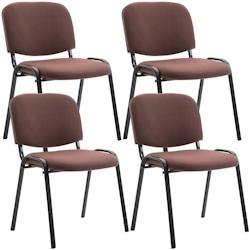 Décoshop26 - Lot de 4 chaises visiteur empilable zone d'attente en tissu marron piètement à 4 pieds en métal noir 10_0003191 - marron 3000251447125_0