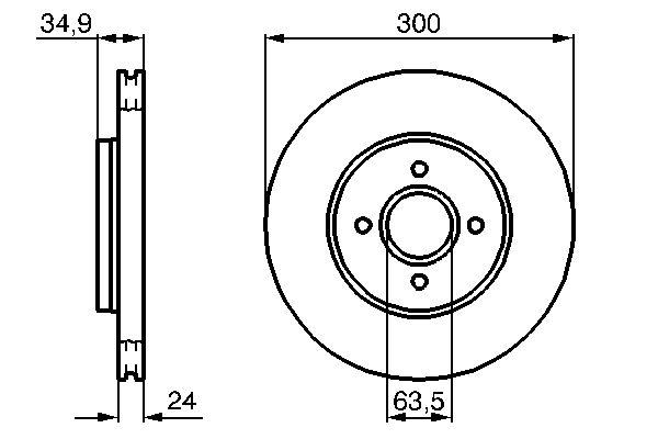 Disque de frein Bosch 0986479048 - ventilé de l'intérieur - boîte de 2 - avant - 4 trous_0