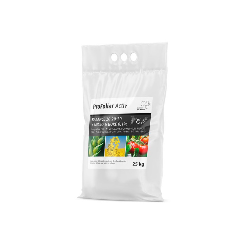 Engrais foliaire NPK équilibré ProFoliar Activ Balance 20-20-20 + micro-éléments et bore - pour cultures agricoles, maraîchères et fruitières_0