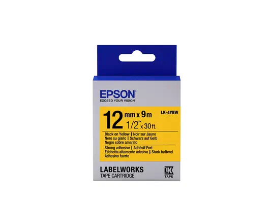 Epson LK-4YBW - Adhésif Fort - Noir sur Jaune- 12mmx9m_0