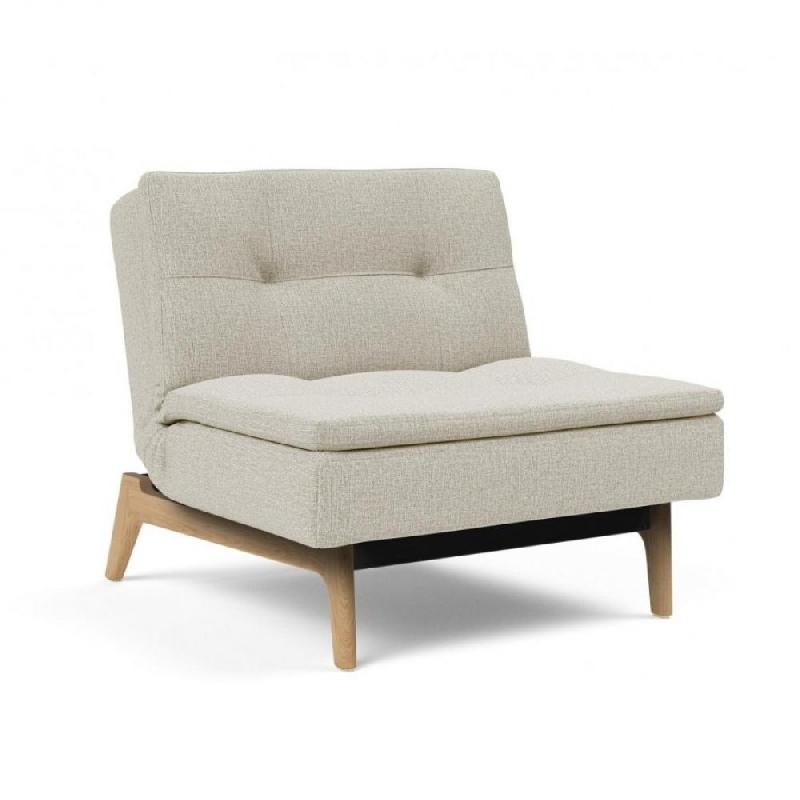 Fauteuil design Dublexo Eik convertible lit 90x115 cm - Pieds chêne naturel - Tissu Mixed Dance Natural_0