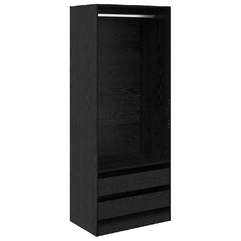Helloshop26 - Armoire moderne de rangement 80 x 50 x 203 cm avec 2 tiroirs style minimaliste en bois d'ingénierie chêne noir 02_0056114 - noir Bois_0