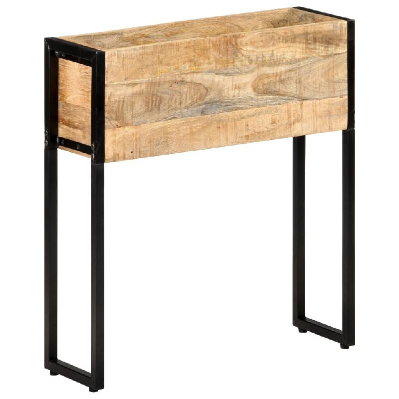 Helloshop26 - Jardinière bac lit surélevé plantes fleurs terrasse jardin 60 x 20 x 68 cm bois de manguier brut noir 02_0037689 - noir Bois massif 3_0