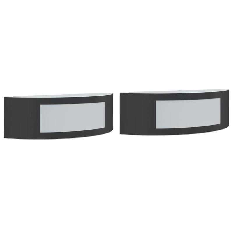 Helloshop26 - Lot de 2 appliques murales d'extérieur design moderne 31,5 x 9 x 10 cm en acier inoxydable noir 02_0056614 - noir inox 3000239612422_0
