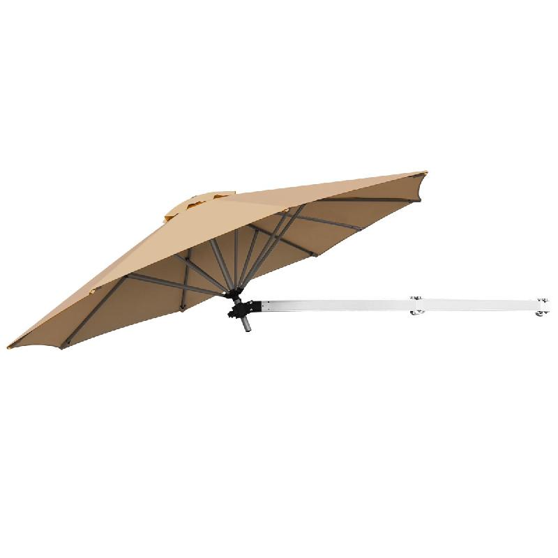 Helloshop26 - Parasol mural 247 x 184 cm ajustable et inclinable grand espace d'ombre auvent en aluminium marron 20_0013020 - marron aluminium 3000227_0