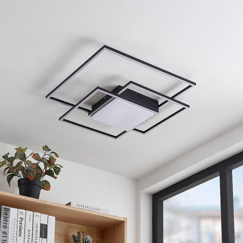LINDBY PLAFONNIER LED NELINKA, 60 CM, NOIR, ALUMINIUM